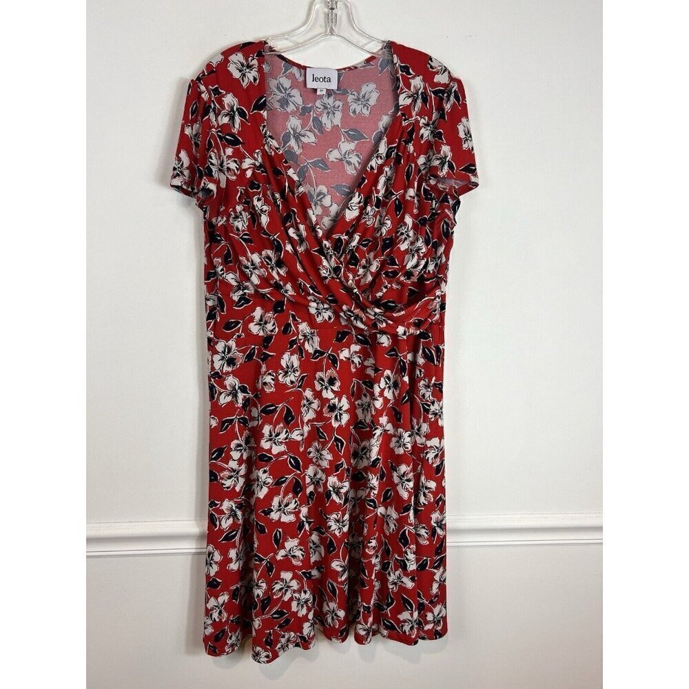 Leota Sweetheart Red Navy Floral Contemporary Staple Minimalist Jersey Plus 2XL - Picture 2 of 8